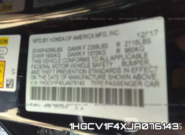 1HGCV1F4XJA076143 фото 10