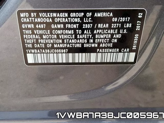 1VWBA7A38JC005967 фото 2