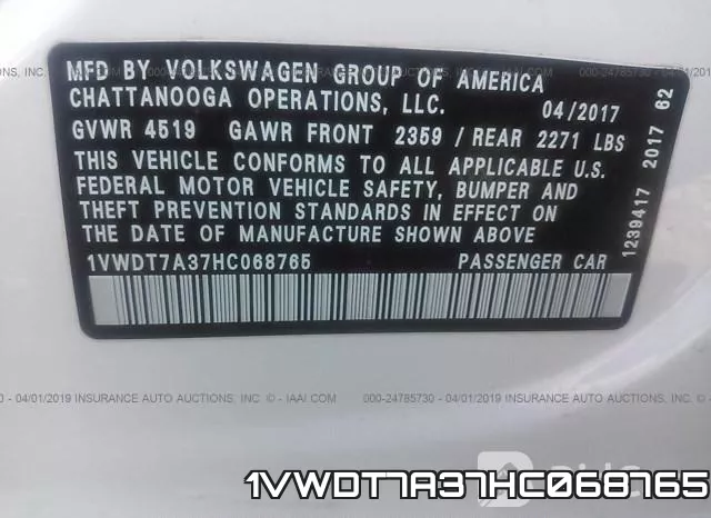1VWDT7A37HC068765 фото 9