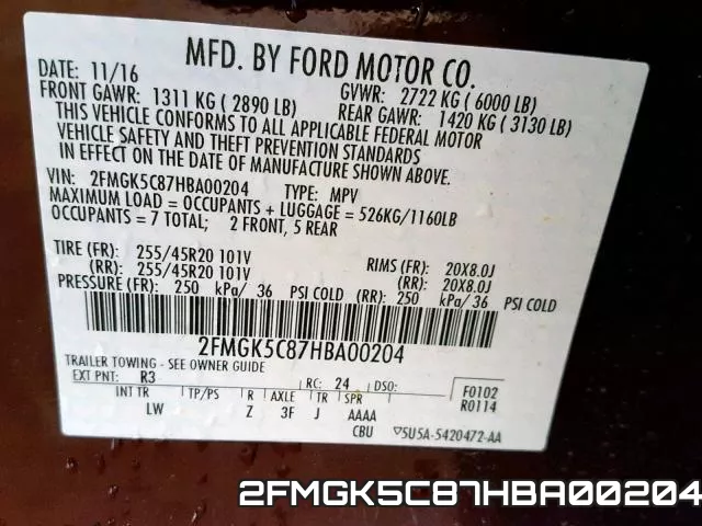 2FMGK5C87HBA00204 фото 2