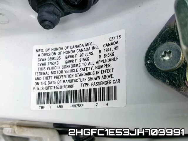 2HGFC1E53JH703991 фото 2