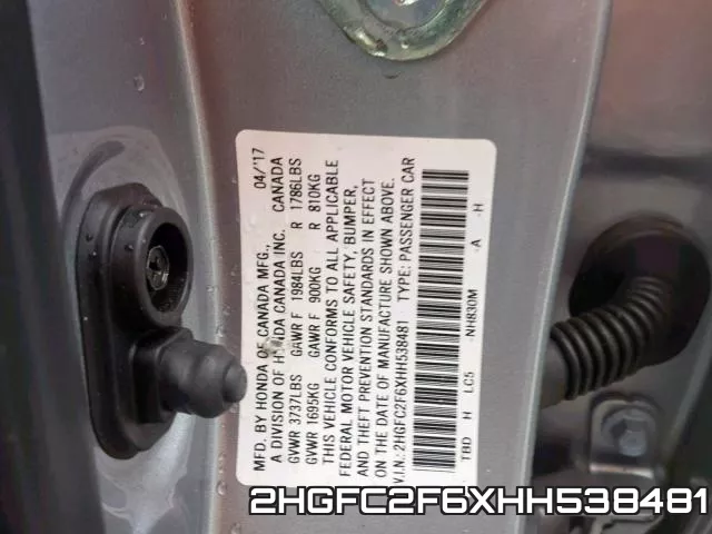 2HGFC2F6XHH538481 фото 2