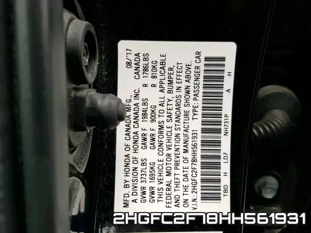 2HGFC2F78HH561931 фото 2