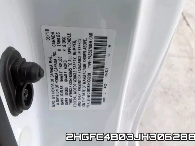 2HGFC4B03JH306288 фото 2