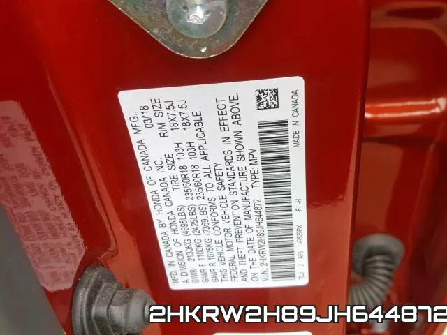 2HKRW2H89JH644872 фото 2