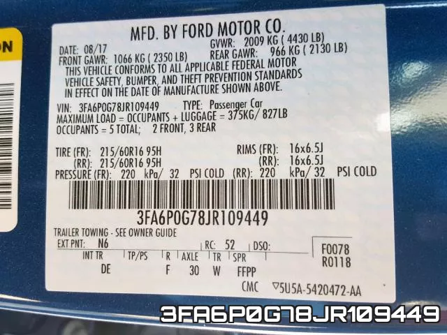 3FA6P0G78JR109449 фото 2