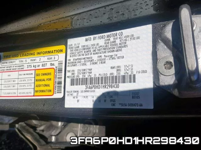 3FA6P0HD1HR298430 фото 2