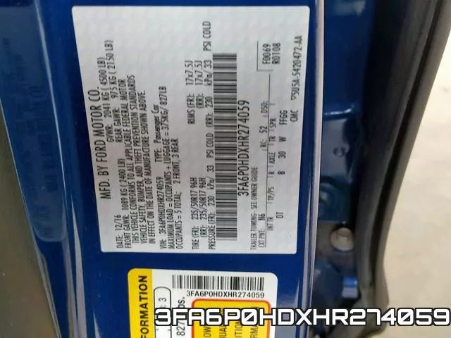 3FA6P0HDXHR274059 фото 2