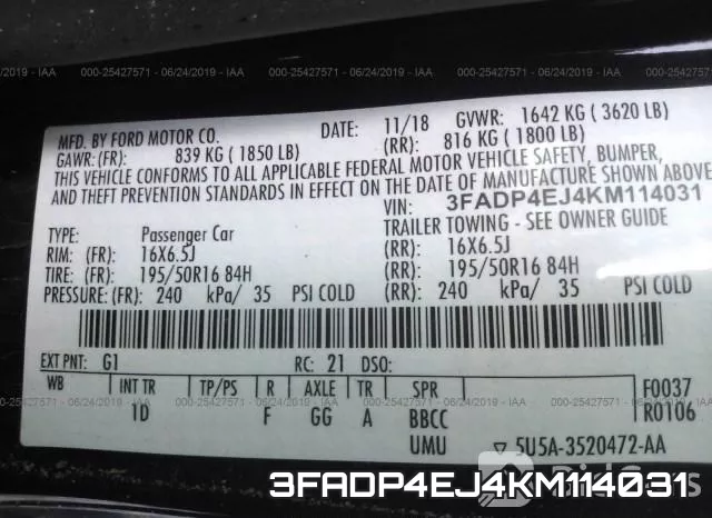 3FADP4EJ4KM114031 фото 10