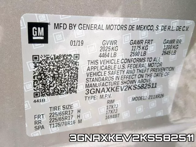 3GNAXKEV2KS582511 фото 2