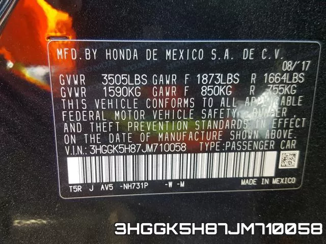 3HGGK5H87JM710058 фото 2