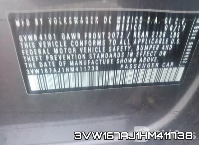 3VW167AJ1HM411738 фото 10