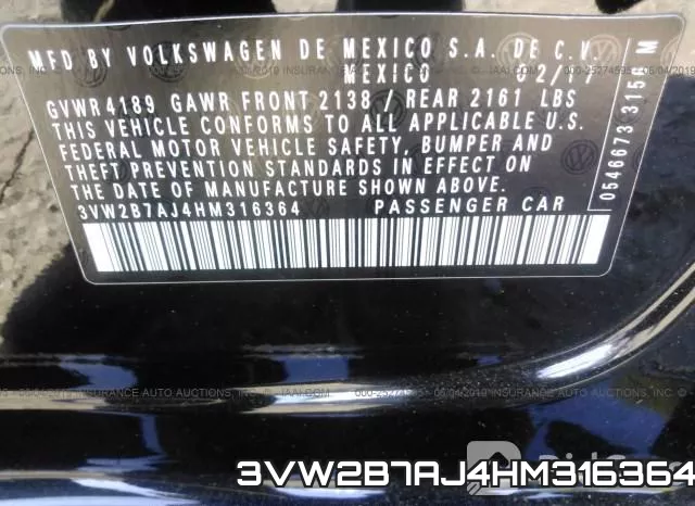 3VW2B7AJ4HM316364 фото 10