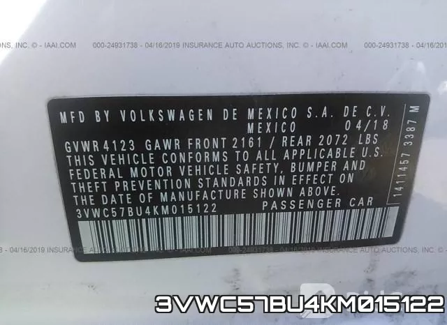 3VWC57BU4KM015122 фото 10