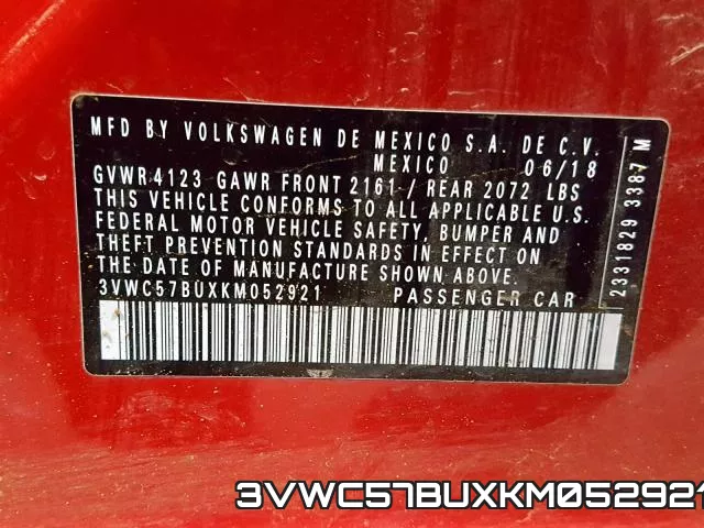 3VWC57BUXKM052921 фото 2
