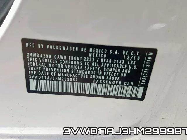 3VWD17AJ3HM299987 фото 2