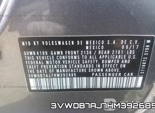 3VWDB7AJ7HM392685 фото 10