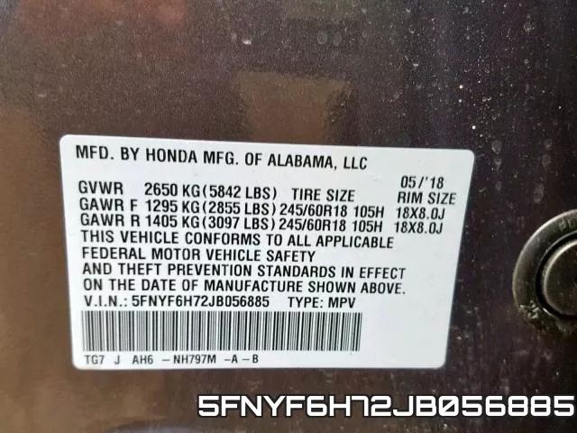 5FNYF6H72JB056885 фото 2