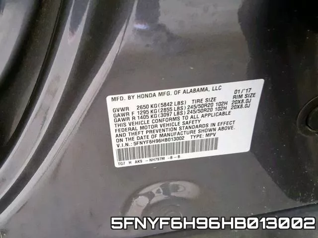 5FNYF6H96HB013002 фото 2