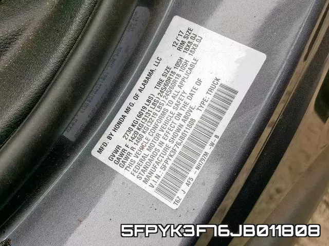 5FPYK3F76JB011808 фото 2