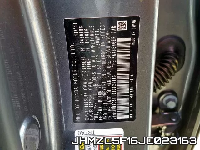 JHMZC5F16JC023163 фото 2