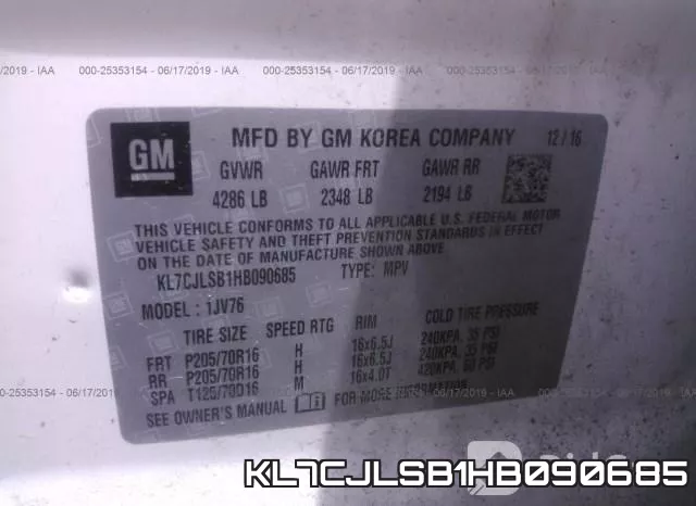 KL7CJLSB1HB090685 фото 10