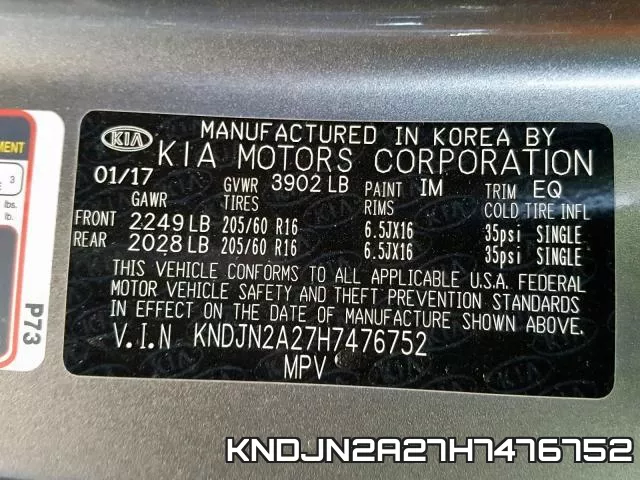 KNDJN2A27H7476752 фото 2