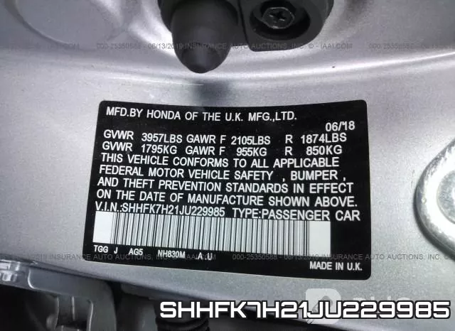 SHHFK7H21JU229985 фото 10