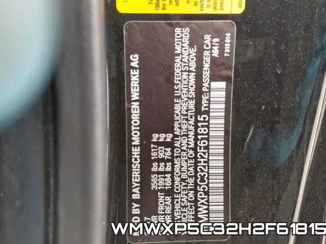 WMWXP5C32H2F61815 фото 2