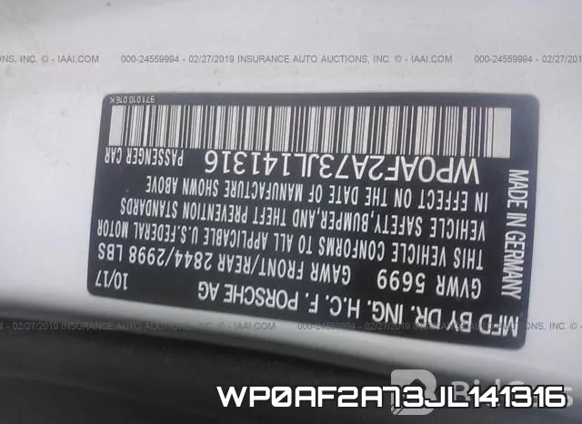 WP0AF2A73JL141316 фото 10