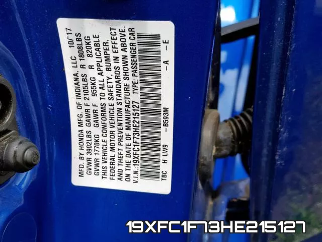 19XFC1F73HE215127 фото 2