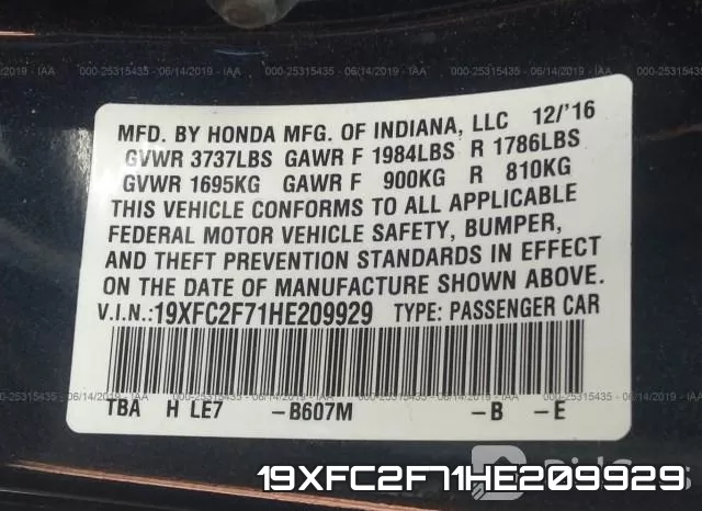 19XFC2F71HE209929 фото 10