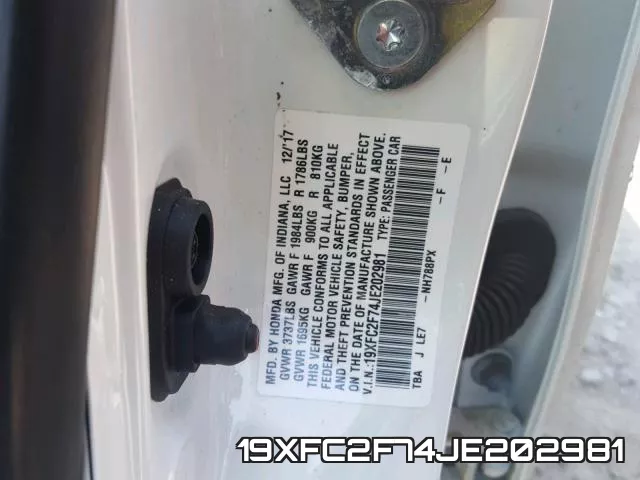 19XFC2F74JE202981 фото 2