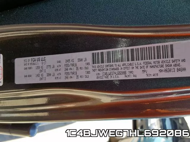 1C4BJWEG7HL692086 фото 2