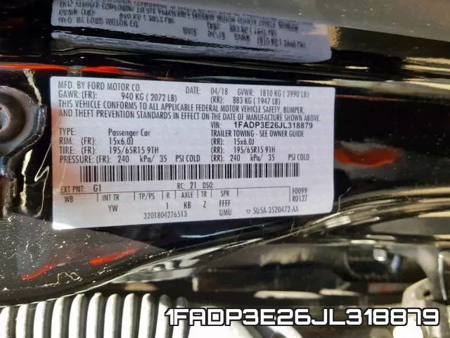 1FADP3E26JL318879 фото 2