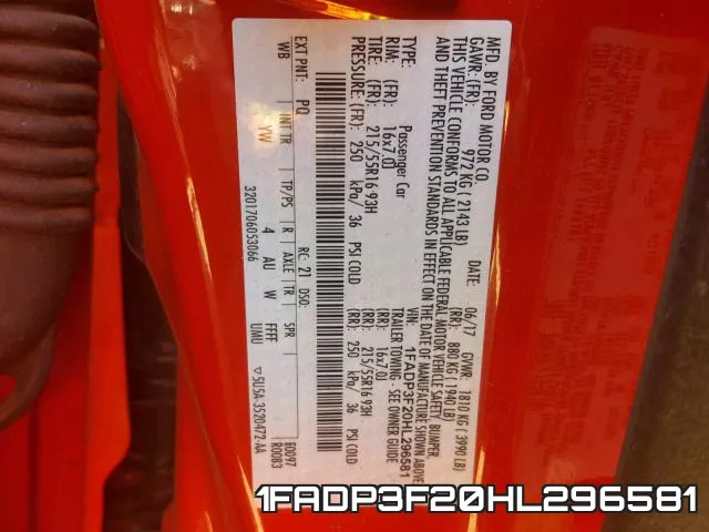 1FADP3F20HL296581 фото 2