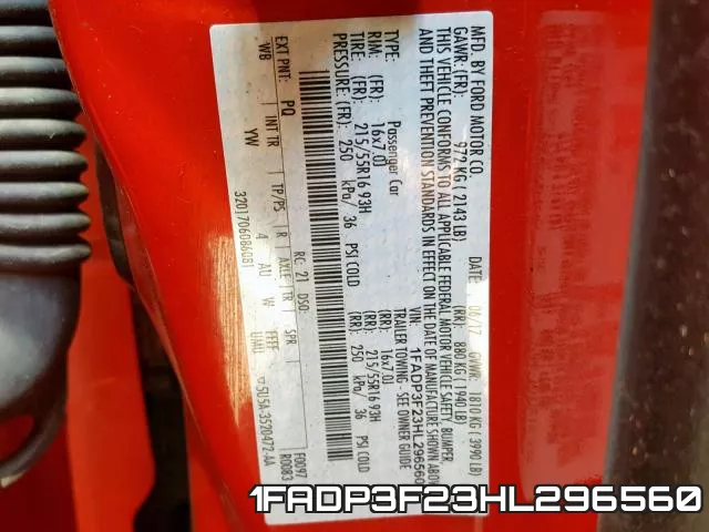 1FADP3F23HL296560 фото 2