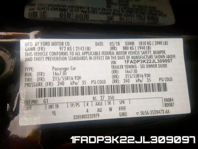 1FADP3K22JL309097 фото 2