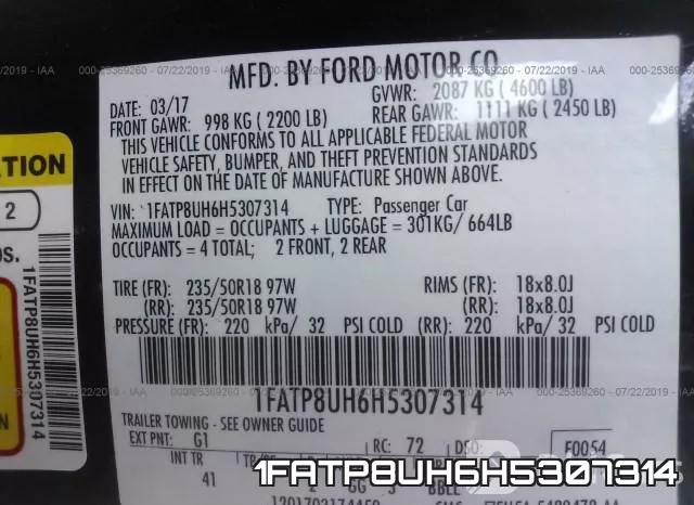 1FATP8UH6H5307314 фото 10