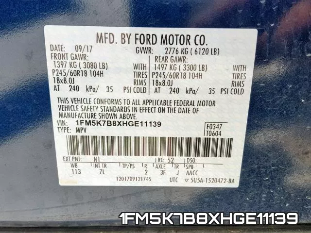 1FM5K7B8XHGE11139 фото 2