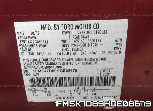 1FM5K7D89HGE08679 фото 10