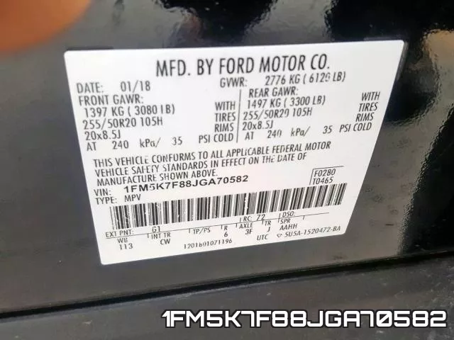 1FM5K7F88JGA70582 фото 2