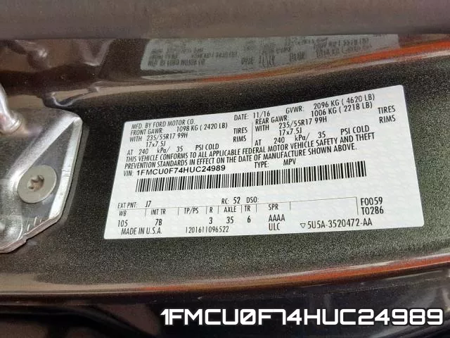 1FMCU0F74HUC24989 фото 2