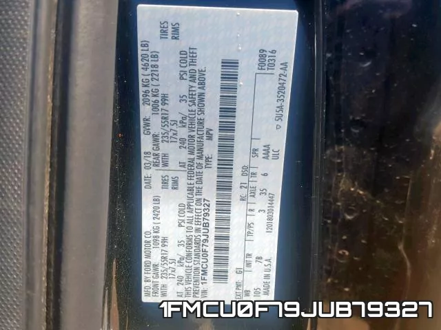 1FMCU0F79JUB79327 фото 2