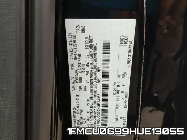 1FMCU0G99HUE13055 фото 2