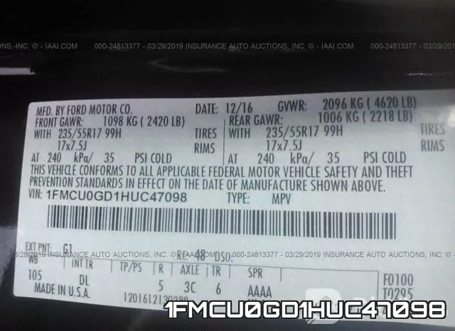 1FMCU0GD1HUC47098 фото 10