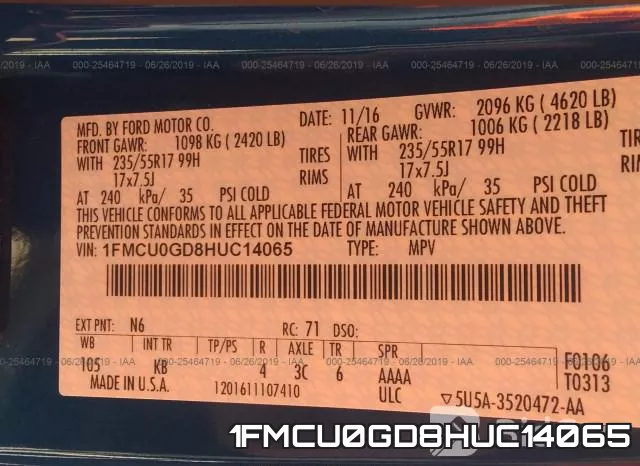 1FMCU0GD8HUC14065 фото 10