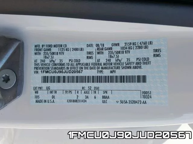 1FMCU0J90JUD20567 фото 2