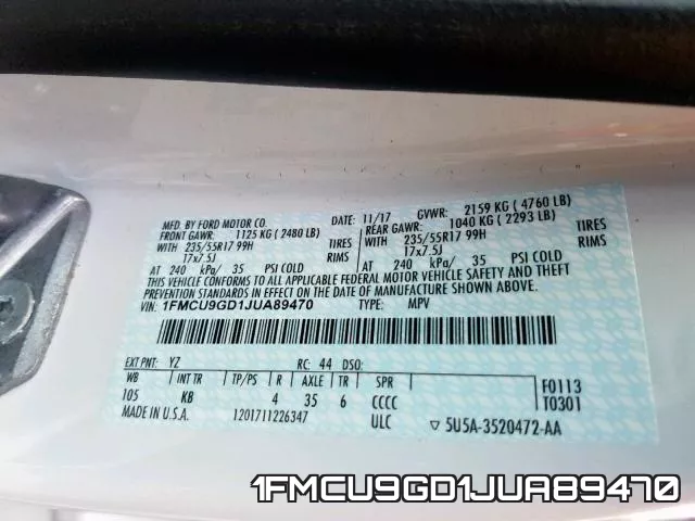 1FMCU9GD1JUA89470 фото 2