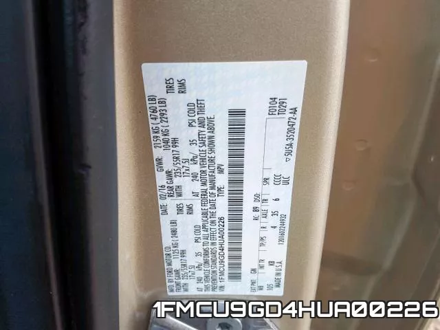 1FMCU9GD4HUA00226 фото 2